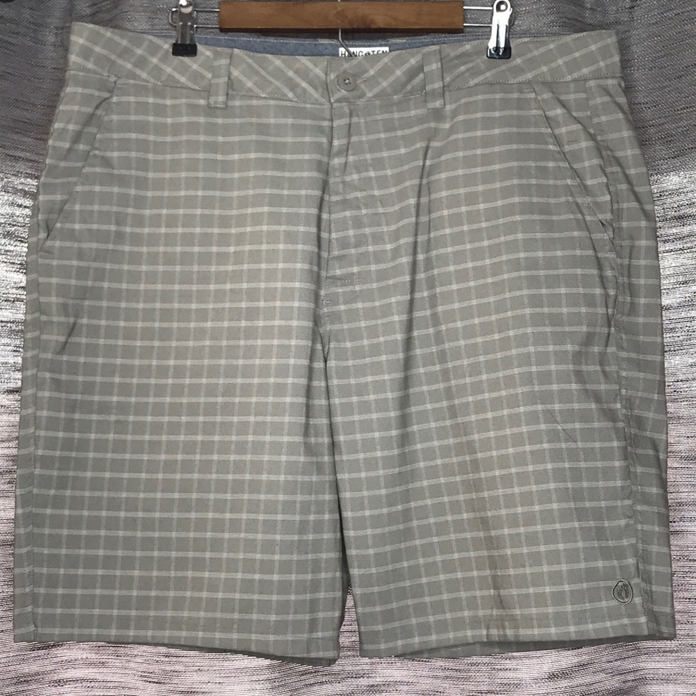HANG TEN 🏄‍♀️ GRAY PLAID MENS SHORTS SIZE 40